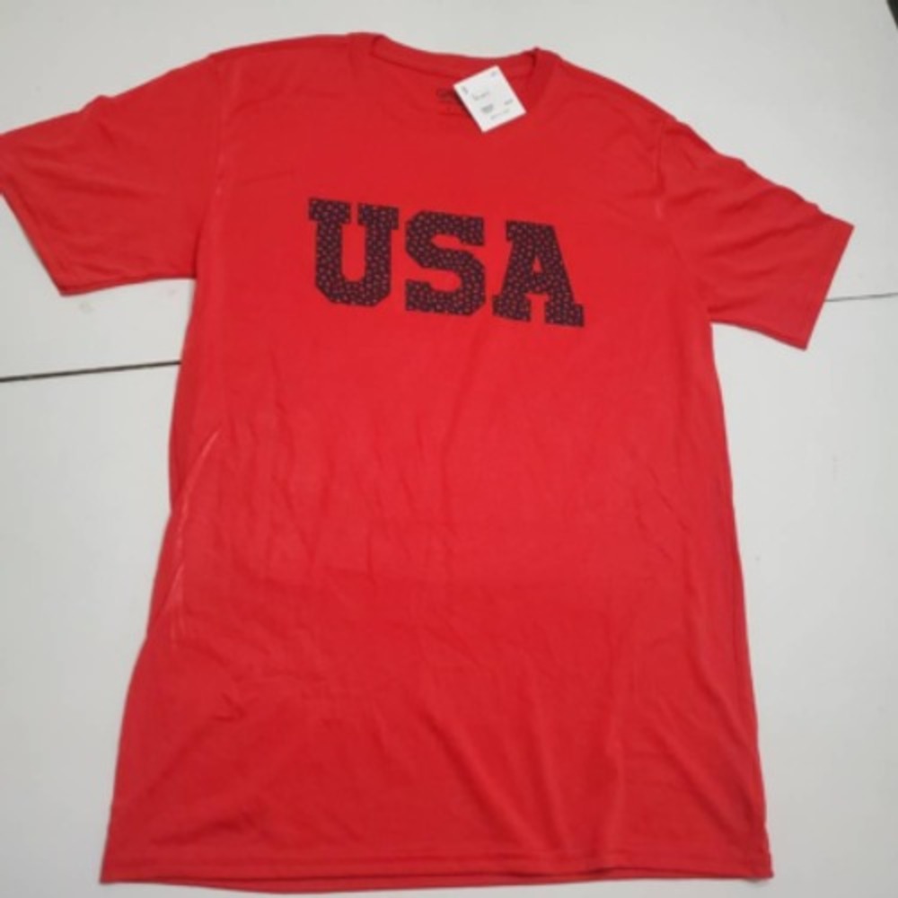 USA Gildan Performance Mens Activewear T-Shirt Red Crew Neck Tee S New